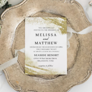 White and Gold Modern Wedding Invitation