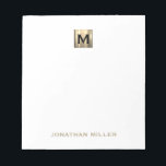 White and Gold Monogram Notepad for Professionals<br><div class="desc">Elevate your note-taking experience with this luxurious solid white notepad featuring a stunning gold monogram design. Perfect for estate planners, financial planners, and other business professionals, this notepad is made of high-quality paper and features a sleek and sophisticated design that is sure to impress. Whether you're taking notes in a...</div>
