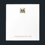 White and Gold Monogram Notepad for Professionals<br><div class="desc">Elevate your note-taking experience with this luxurious solid white notepad featuring a stunning gold monogram design. Perfect for estate planners, financial planners, and other business professionals, this notepad is made of high-quality paper and features a sleek and sophisticated design that is sure to impress. Whether you're taking notes in a...</div>