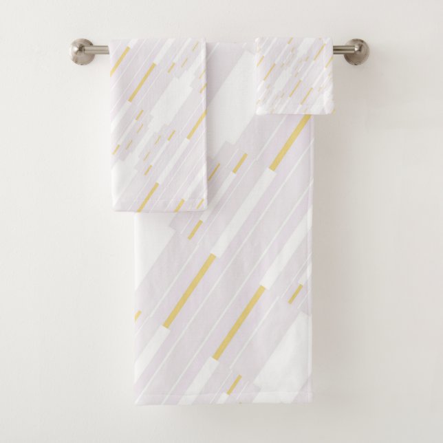 White and Gold Native Line Art Towel Set  (Insitu)