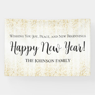 White and Gold New Year’s Greeting  Banner