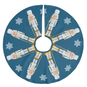White and Gold Nutcrackers   Brushed Polyester Tree Skirt