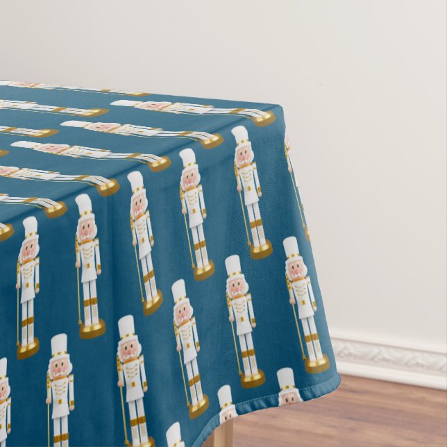 White and gold Nutcrackers Small Tablecloth (In Situ)