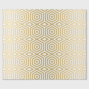 White and gold octagonal pattern wrapping paper