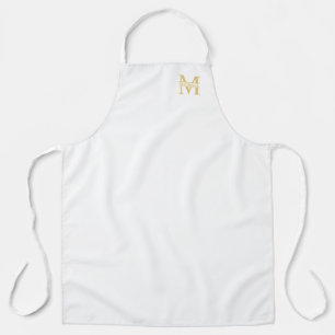 White and Gold Personalised Monogram and Name Apron
