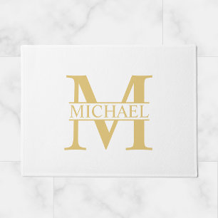 White and Gold Personalised Monogram and Name Doormat