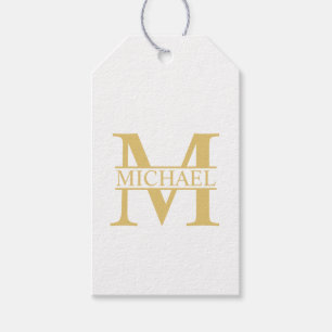 White and Gold Personalised Monogram and Name Gift Tags