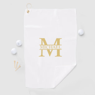 White and Gold Personalised Monogram and Name Golf Towel
