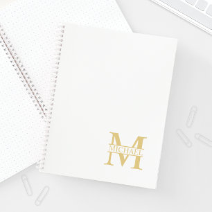 White and Gold Personalised Monogram and Name Notebook