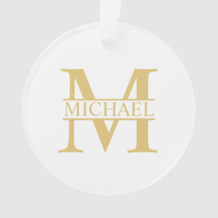 White and Gold Personalised Monogram and Name Ornament