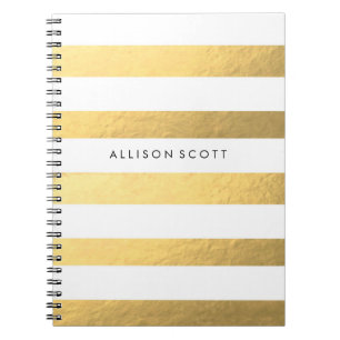White And Gold Personalized Notebook