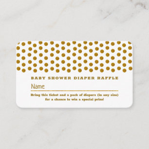 White and Gold Polka Dot , Diaper Raffle Ticket Enclosure Card