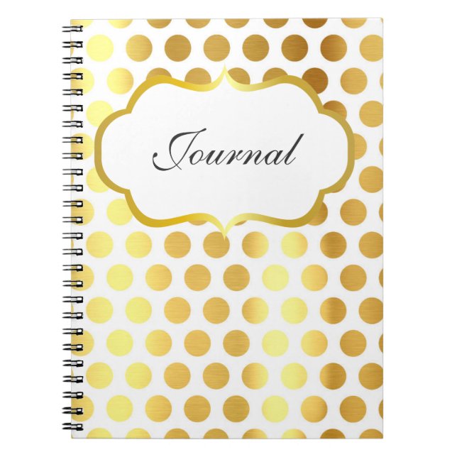 White and gold polka dot journal (Front)