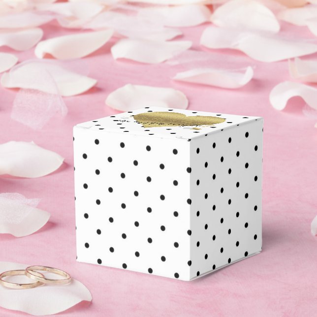 White And Gold Polka Dots Party Favour Boxes (Wedding)