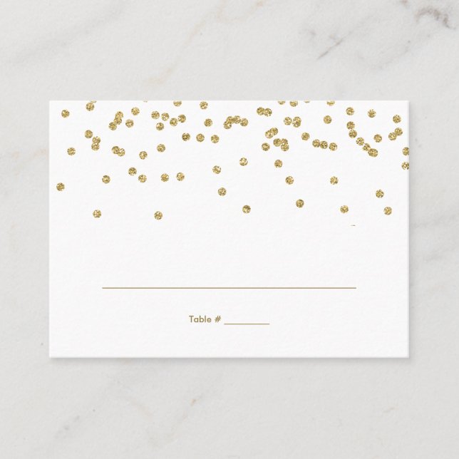 White and Gold Polka-Dots Table Placement Cards (Front)