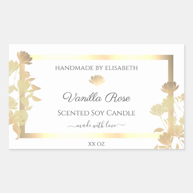 White and Gold Product Packaging Labels Floral (Front)