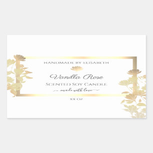 White and Gold Product Packaging Labels Floral