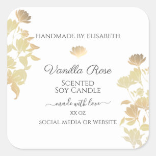 White and Gold Product Packaging Labels Floral