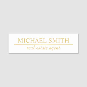 White and Gold Professional Personalised Name Tag