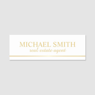 White and Gold Professional Personalised Name Tag