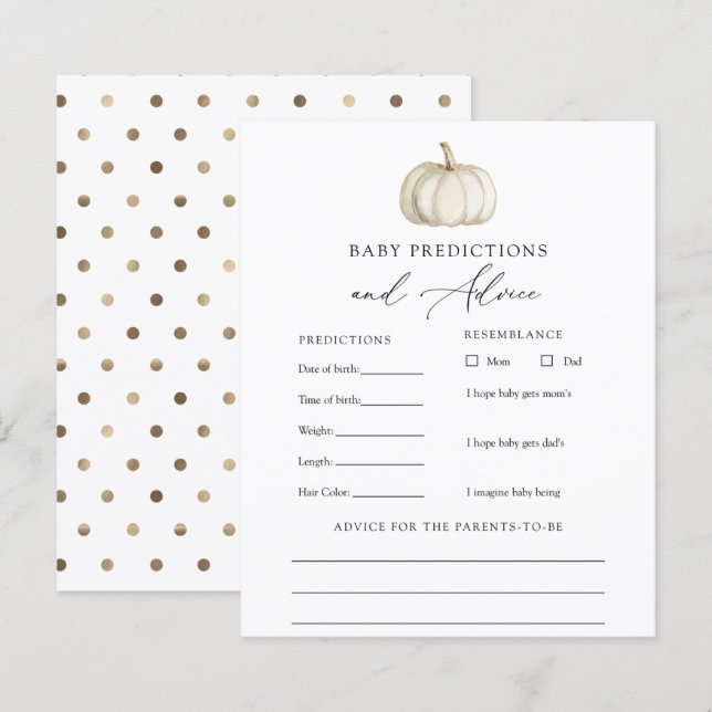 White and Gold Pumpkin Baby Advice and Predictions (Front/Back)