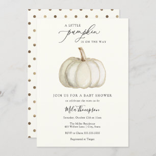 White and Gold Pumpkin Baby Shower Invitation