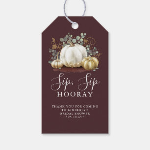 White and Gold Pumpkin Fall Sip Sip Hooray  Gift Tags