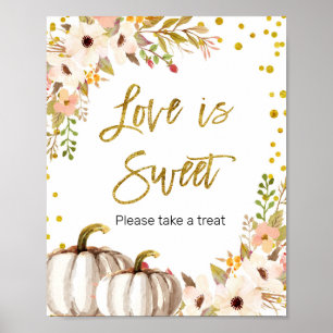 White and Gold pumpkin Love is Sweet Sign