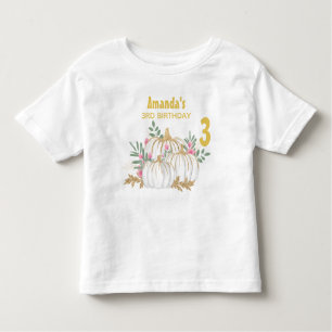White and Gold Pumpkins Watercolor Birthday Toddler T-Shirt