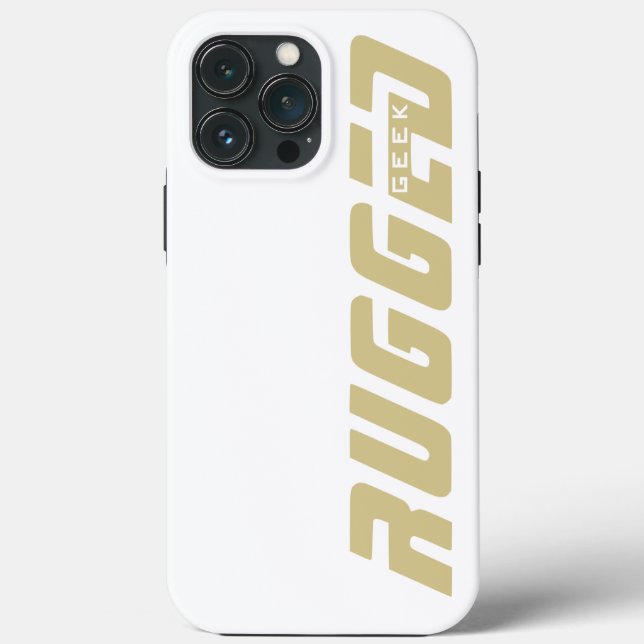 white and gold RUGGED GEEK Case-Mate iPhone Case (Back)