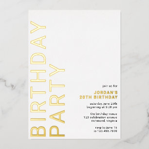 White and Gold   Simple Modern Any Age Birthday