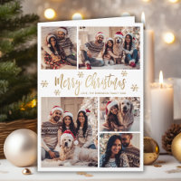 White and Gold Snowflake 6 Photo Collage Christmas