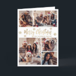 White and Gold Snowflake 6 Photo Collage Christmas Holiday Card<br><div class="desc">Modern Simple Elegant Calligraphy White and Gold Snowflake 6 Photo Collage Merry Christmas Script Folded Holiday Card. This festive, minimalist, six (6) photo holiday greeting card template features a pretty grid photo collage, some snowflake and says „Merry Christmas”! The „Merry Christmas” greeting text is written in a beautiful whimsical hand...</div>