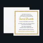 White and Gold Square Bat Mitzvah Invitation<br><div class="desc">This trendy Bat Mitzvah invitation features sparkling faux glitter layered against a solid colour background.  Use the template form to add your own information.  The "Customise" feature can be used to change the font style,  colour and layout.</div>