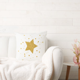 White and Gold Starry Night  Cushion