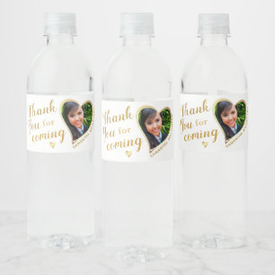 White and Gold Thank You Photo 2026 Graduation Water Bottle Label