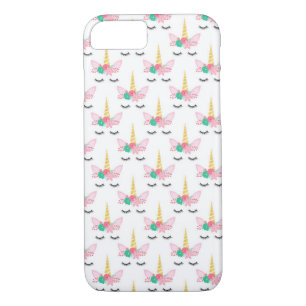 White and Gold Unicorn Face Pattern iPhone 8/7 Case