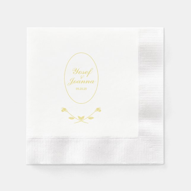 White and Gold Wedding Napkin (Front)