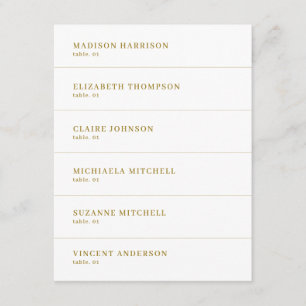 White and Gold Wedding Place Name Card