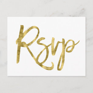 White And Gold Wedding RSVP Postcards