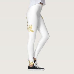 White And Gold   Zazzle_Growshop. Leggings