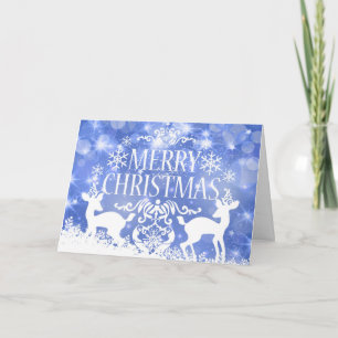 White and Golden Ball With Snow Merry Christmas Holiday Card