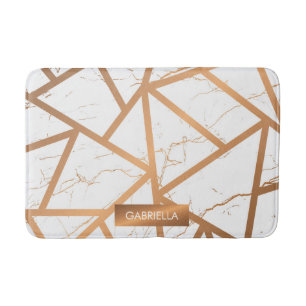 White and Golden Marble Bath Mat