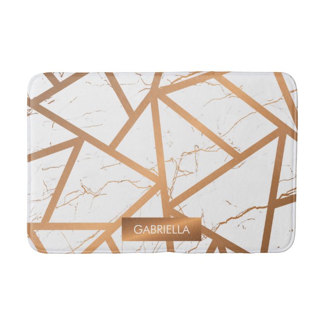 White and Golden Marble Bath Mat (Front)