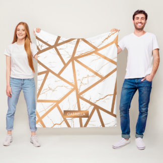 White and Golden Marble Fleece Blanket
