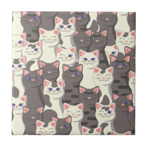 White and gray cats pattern ceramic tile