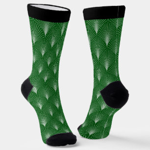 White and green Art Deco pattern 3 Socks