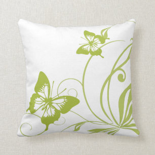 White and Green Butterfly Wedding Cushion
