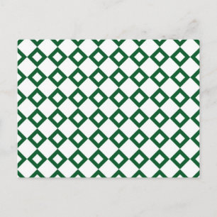 White and Green Diamond Pattern Postcard