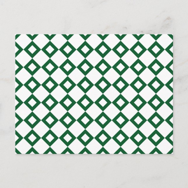 White and Green Diamond Pattern Postcard (Front)
